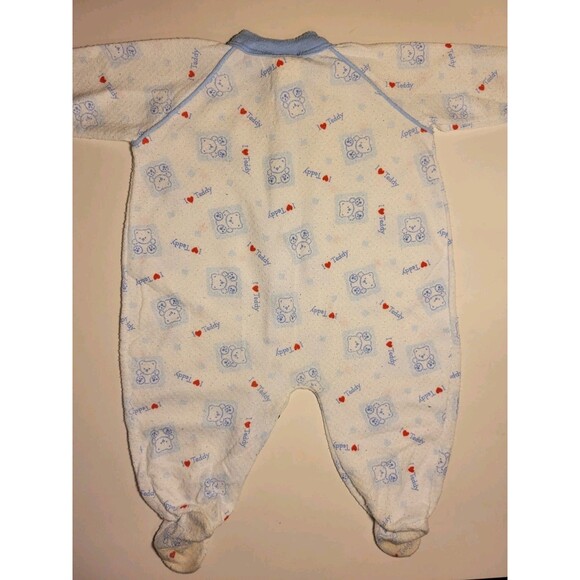 Royal Heir Baby Teddy Bear Sleeper White Large Blue Red Snaps Footies Pajama USA - Picture 10 of 16